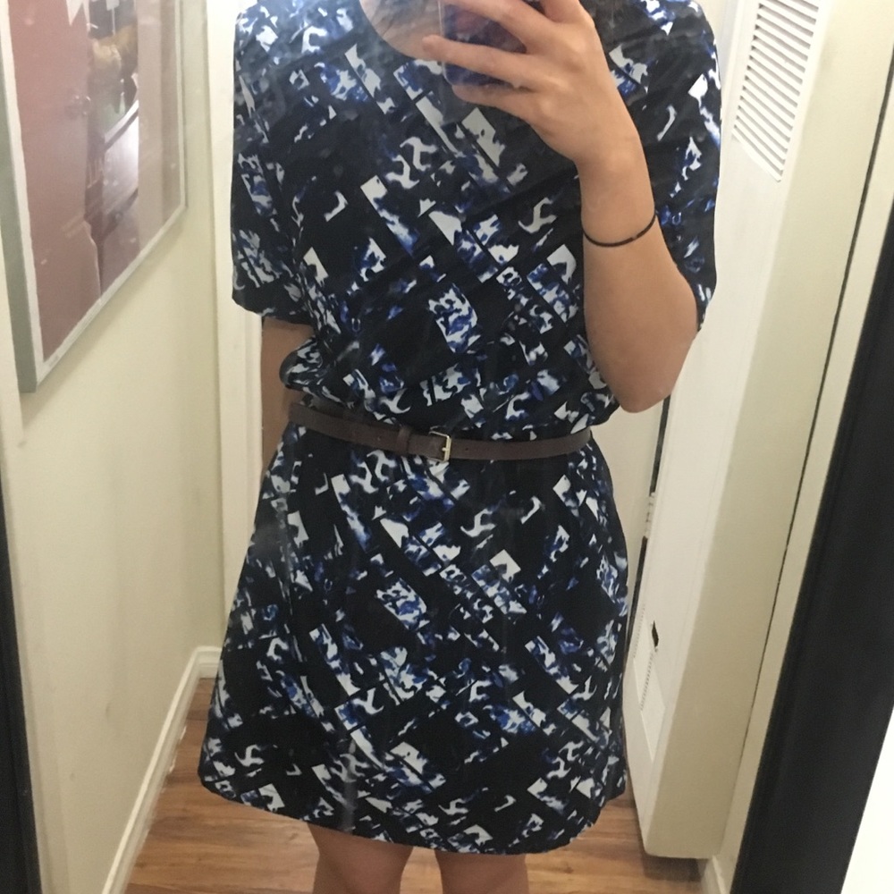 Blue/Black Abstract Geometric Shift Dress - Picture 5 of 5